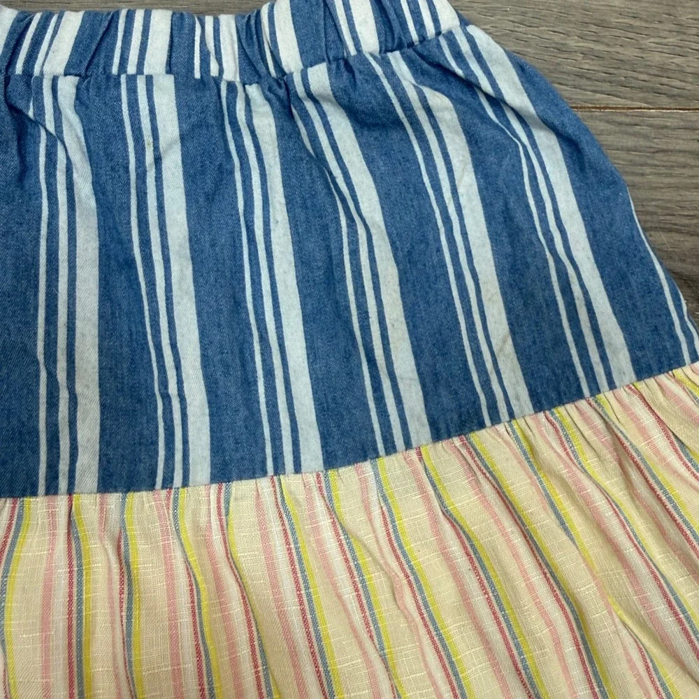 Wonder Nation Girls Boho Cottagecore Tiered Striped Skirt Size 6 6X Coastal‎